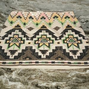 Sequined Aztec mini skirt